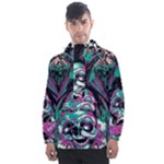 Anarchy Skull And Birds Men s Front Pocket Pullover Windbreaker