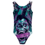 Anarchy Skull And Birds Kids  Cut-Out Back One Piece Swimsuit