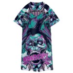 Anarchy Skull And Birds Kids  Boyleg Half Suit Swimwear