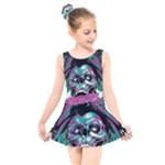 Anarchy Skull And Birds Kids  Skater Dress Swimsuit