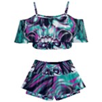 Anarchy Skull And Birds Kids  Off Shoulder Skirt Bikini