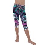 Anarchy Skull And Birds Kids  Lightweight Velour Capri Leggings 