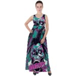 Anarchy Skull And Birds Empire Waist Velour Maxi Dress