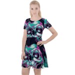 Anarchy Skull And Birds Cap Sleeve Velour Dress 