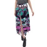 Anarchy Skull And Birds Velour Split Maxi Skirt