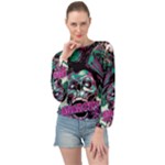 Anarchy Skull And Birds Banded Bottom Chiffon Top