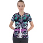 Anarchy Skull And Birds Short Sleeve Zip Up Jacket