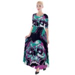 Anarchy Skull And Birds Half Sleeves Maxi Dress