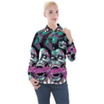 Anarchy Skull And Birds Women s Long Sleeve Pocket Shirt