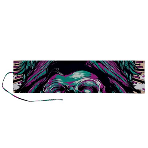 Anarchy Skull And Birds Roll Up Canvas Pencil Holder (L) from ArtsNow.com