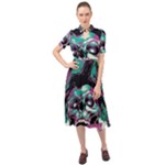 Anarchy Skull And Birds Keyhole Neckline Chiffon Dress
