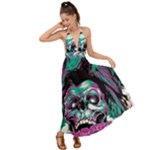 Anarchy Skull And Birds Backless Maxi Beach Dress