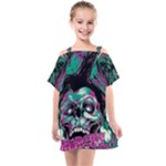 Anarchy Skull And Birds Kids  One Piece Chiffon Dress
