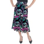 Anarchy Skull And Birds Midi Mermaid Skirt