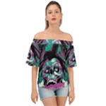 Anarchy Skull And Birds Off Shoulder Short Sleeve Top