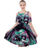 Anarchy Skull And Birds Cut Out Shoulders Chiffon Dress