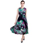 Anarchy Skull And Birds Round Neck Boho Dress