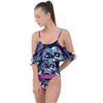Anarchy Skull And Birds Drape Piece Swimsuit