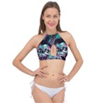 Anarchy Skull And Birds Cross Front Halter Bikini Top