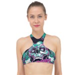 Anarchy Skull And Birds High Neck Bikini Top