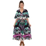 Anarchy Skull And Birds Kimono Sleeve Boho Dress