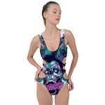 Anarchy Skull And Birds Side Cut Out Swimsuit