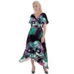 Anarchy Skull And Birds Cross Front Sharkbite Hem Maxi Dress