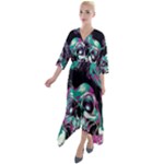 Anarchy Skull And Birds Quarter Sleeve Wrap Front Maxi Dress
