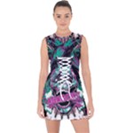 Anarchy Skull And Birds Lace Up Front Bodycon Dress