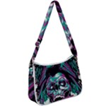 Anarchy Skull And Birds Zip Up Shoulder Bag