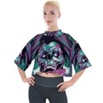 Anarchy Skull And Birds Mock Neck T-Shirt