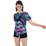 Anarchy Skull And Birds Asymmetrical Short Sleeve Sports T-Shirt