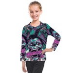 Anarchy Skull And Birds Kids  Long Mesh T-Shirt