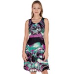 Anarchy Skull And Birds Knee Length Skater Dress With Pockets