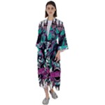 Anarchy Skull And Birds Maxi Satin Kimono