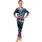 Anarchy Skull And Birds Kids  Satin Long Sleeve Pajamas Set