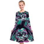 Anarchy Skull And Birds Kids  Midi Sailor Dress