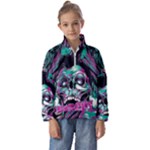 Anarchy Skull And Birds Kids  Half Zip Hoodie