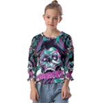 Anarchy Skull And Birds Kids  Cuff Sleeve Top