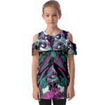 Anarchy Skull And Birds Fold Over Open Sleeve Top