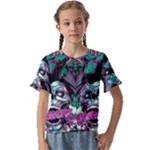 Anarchy Skull And Birds Kids  Cuff Sleeve Scrunch Bottom T-Shirt