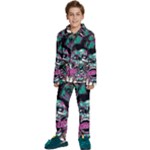 Anarchy Skull And Birds Kids  Long Sleeve Velvet Pajamas Set