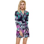 Anarchy Skull And Birds Long Sleeve Satin Robe