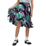Anarchy Skull And Birds Kids  Ruffle Flared Wrap Midi Skirt