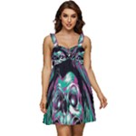 Anarchy Skull And Birds Ruffle Strap Babydoll Chiffon Dress