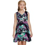 Anarchy Skull And Birds Kids  Sleeveless Tiered Mini Dress