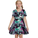 Anarchy Skull And Birds Kids  Short Sleeve Tiered Mini Dress