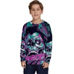 Anarchy Skull And Birds Kids  Crewneck Sweatshirt