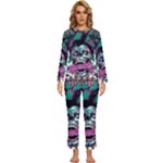 Anarchy Skull And Birds Womens  Long Sleeve Lightweight Pajamas Set