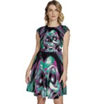 Anarchy Skull And Birds Cap Sleeve High Waist Dress